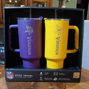*NWT* NFL Vikings Purple and Yellow Travel 40oz. Tumbler Set